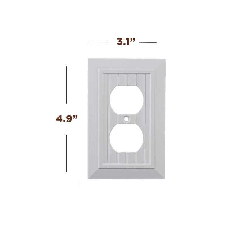 SleekLighting Pack of 4 Wall Plate Outlet Switch Covers | Classic White Beadboard Wall plates| Variety of Styles: Decorator/Duplex/Toggle/Blank / & Combo | Size: 1 Gang Receptacle - Image 2